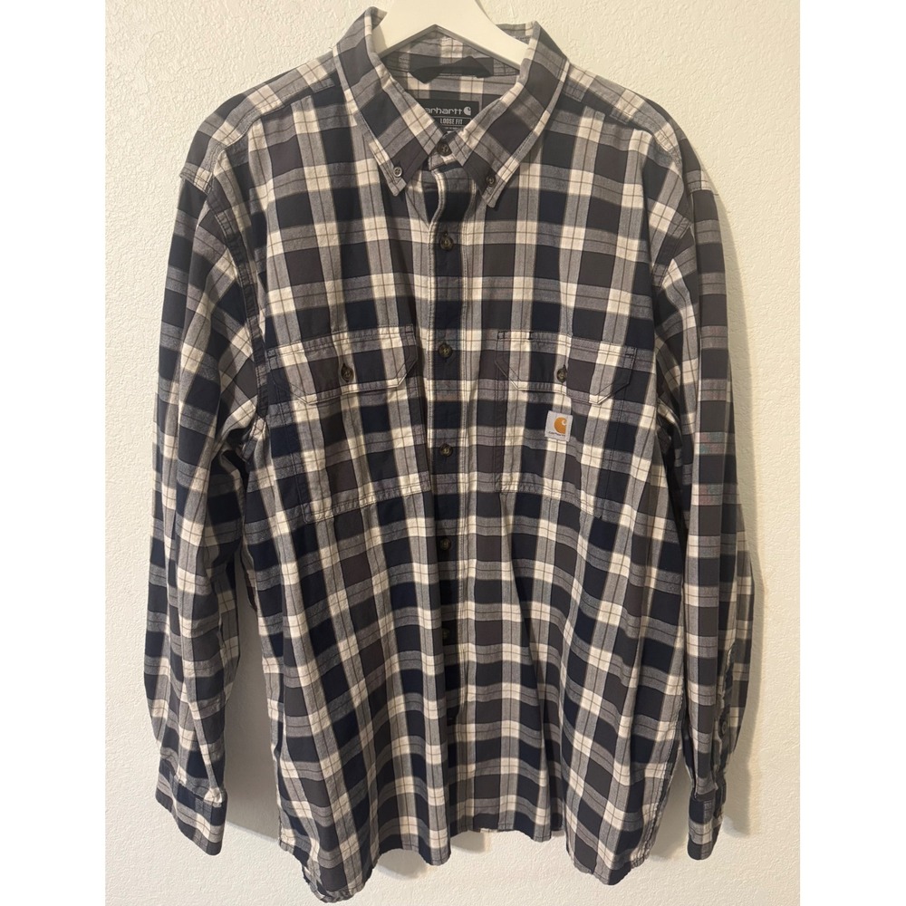 Carhartt‎ Plaid Flannel Shirt Button Up Loose Fit Long Sleeve Workwear Casual XL
